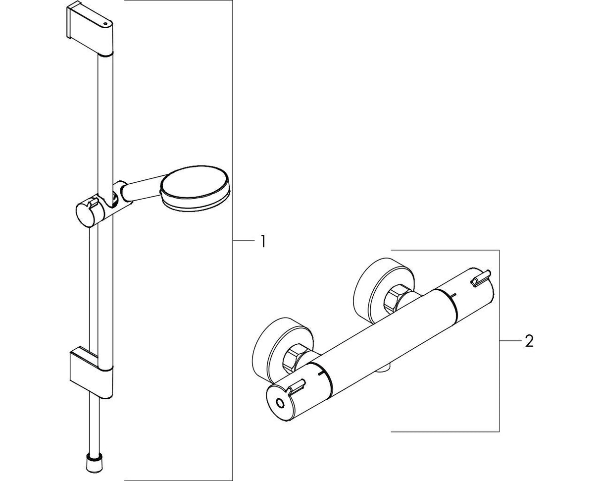 hansgrohe Crometta Brausesystem Aufputz Vario mit Ecostat 1001 CL Thermostat und Brausestange 90 cm, Weiß/Chrom