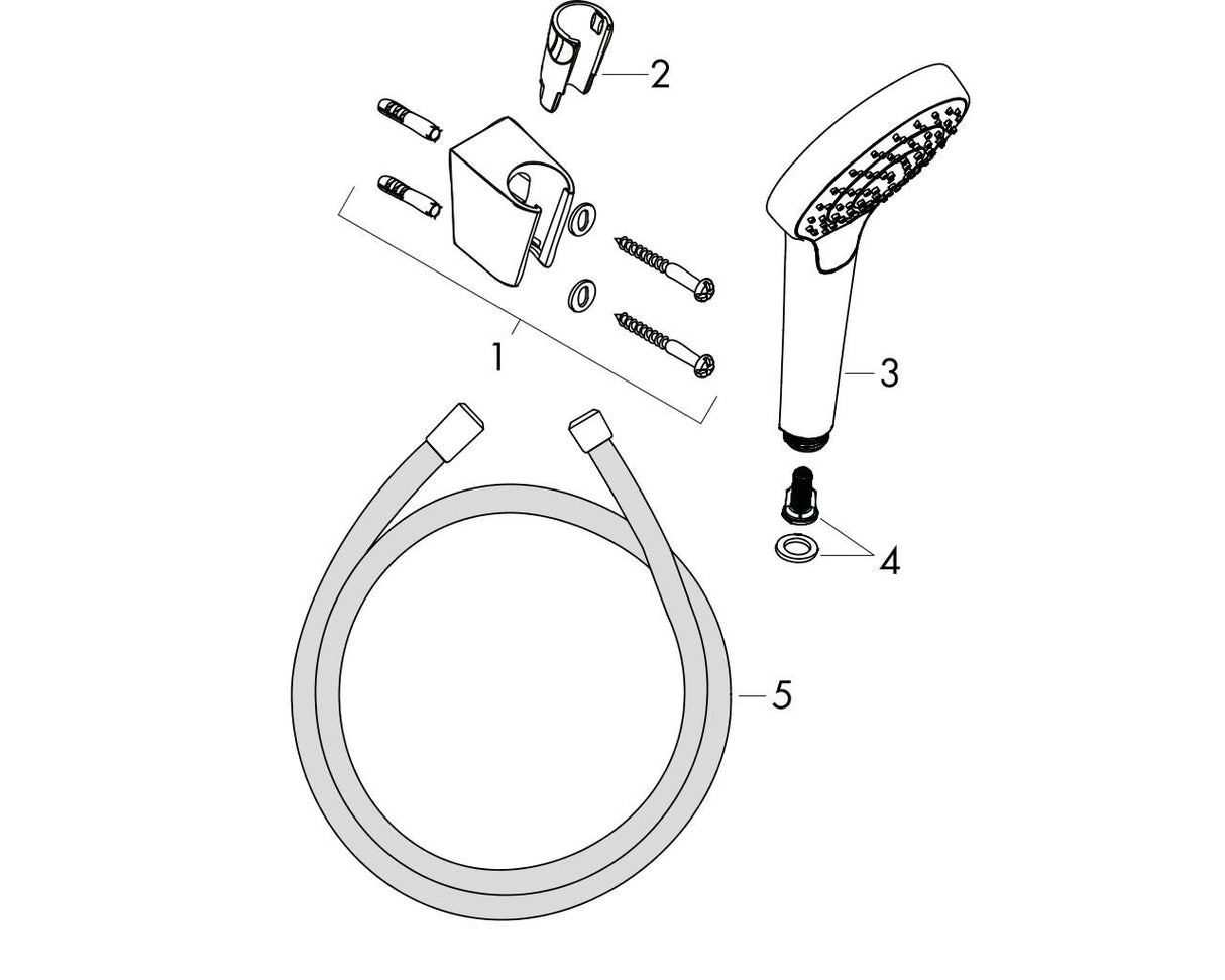 hansgrohe Croma Select S Brausehalterset 110 1jet mit Brauseschlauch 125 cm, Weiß/Chrom