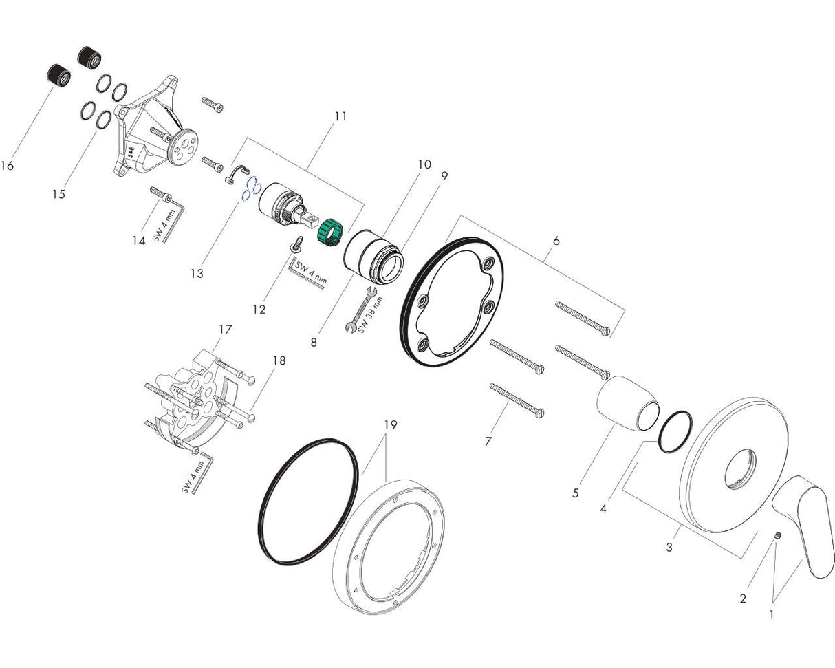hansgrohe Focus Einhebel-Brausemischer Unterputz für iBox universal, Chrom