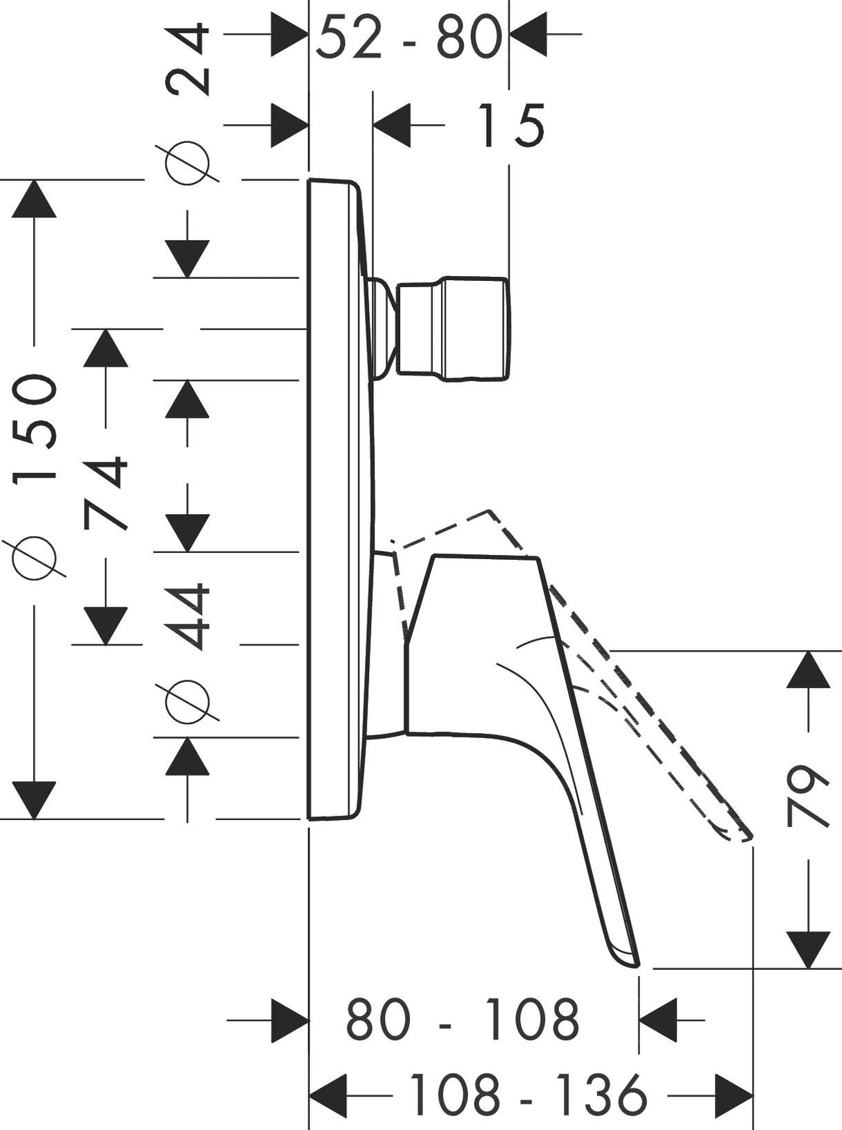 hansgrohe Focus Einhebel-Wannenmischer Unterputz für iBox universal, Chrom