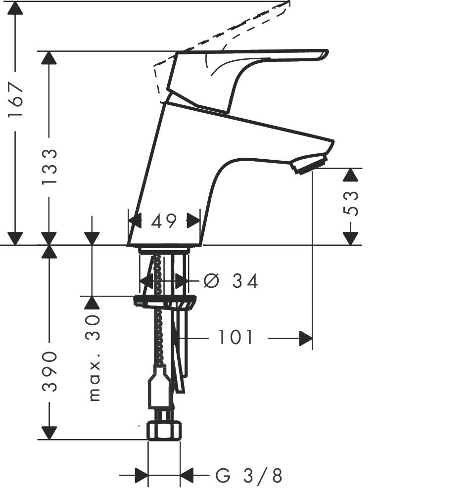 hansgrohe Focus Einhebel-Waschtischmischer 70 ohne Ablaufgarnitur, Chrom