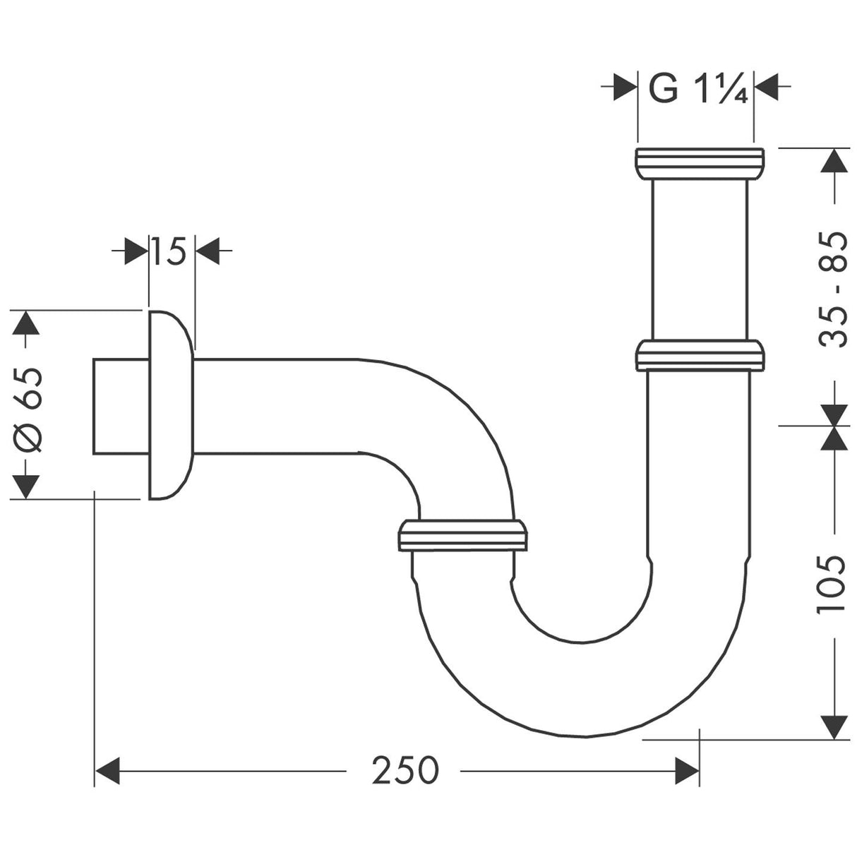 hansgrohe Röhrensiphon Standardmodell, Chrom