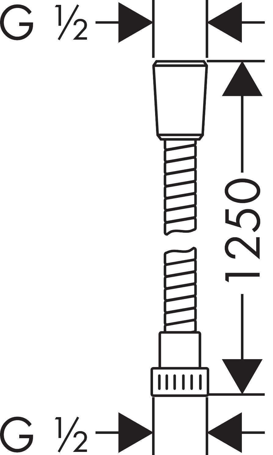 hansgrohe Metaflex Brauseschlauch, Kunststoff, Chrom, mit Umflechtung, ohne mitdrehenden Anschluss, Gewinde 1/2 Zoll