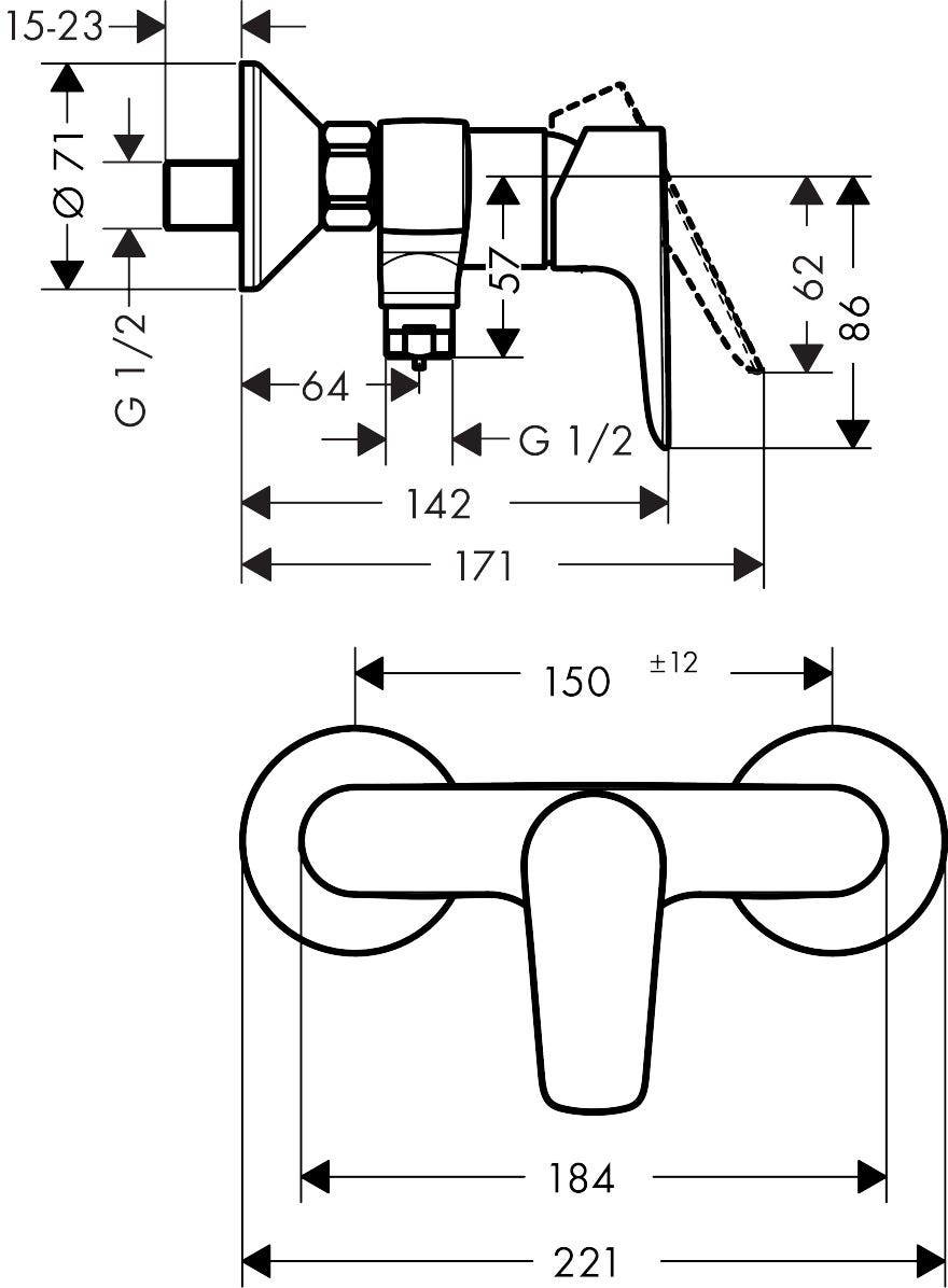 hansgrohe Talis E Einhebel-Brausemischer Aufputz, Chrom