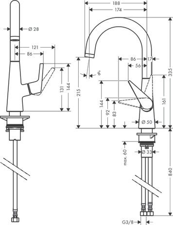 hansgrohe Talis M51 Einhebel-Küchenmischer 220, 1jet, Chrom