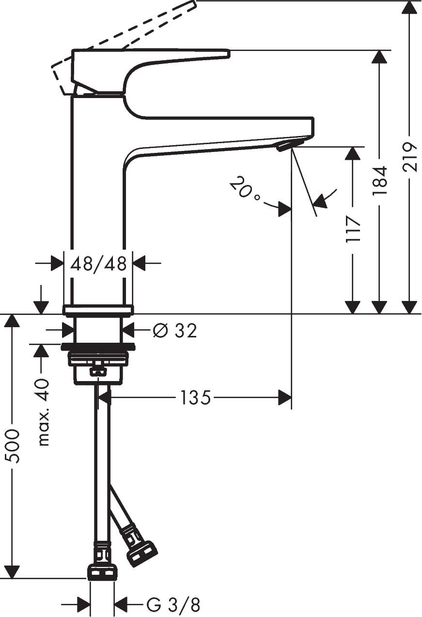 hansgrohe Metropol Einhebel-Waschtischmischer 110 mit Hebelgriff und Push-Open Ablaufgarnitur, Chrom