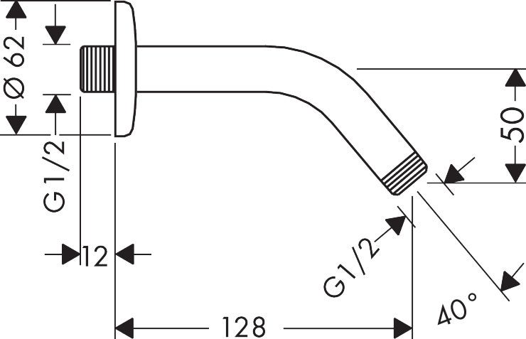 hansgrohe Brausearm 12,8 cm, Chrom