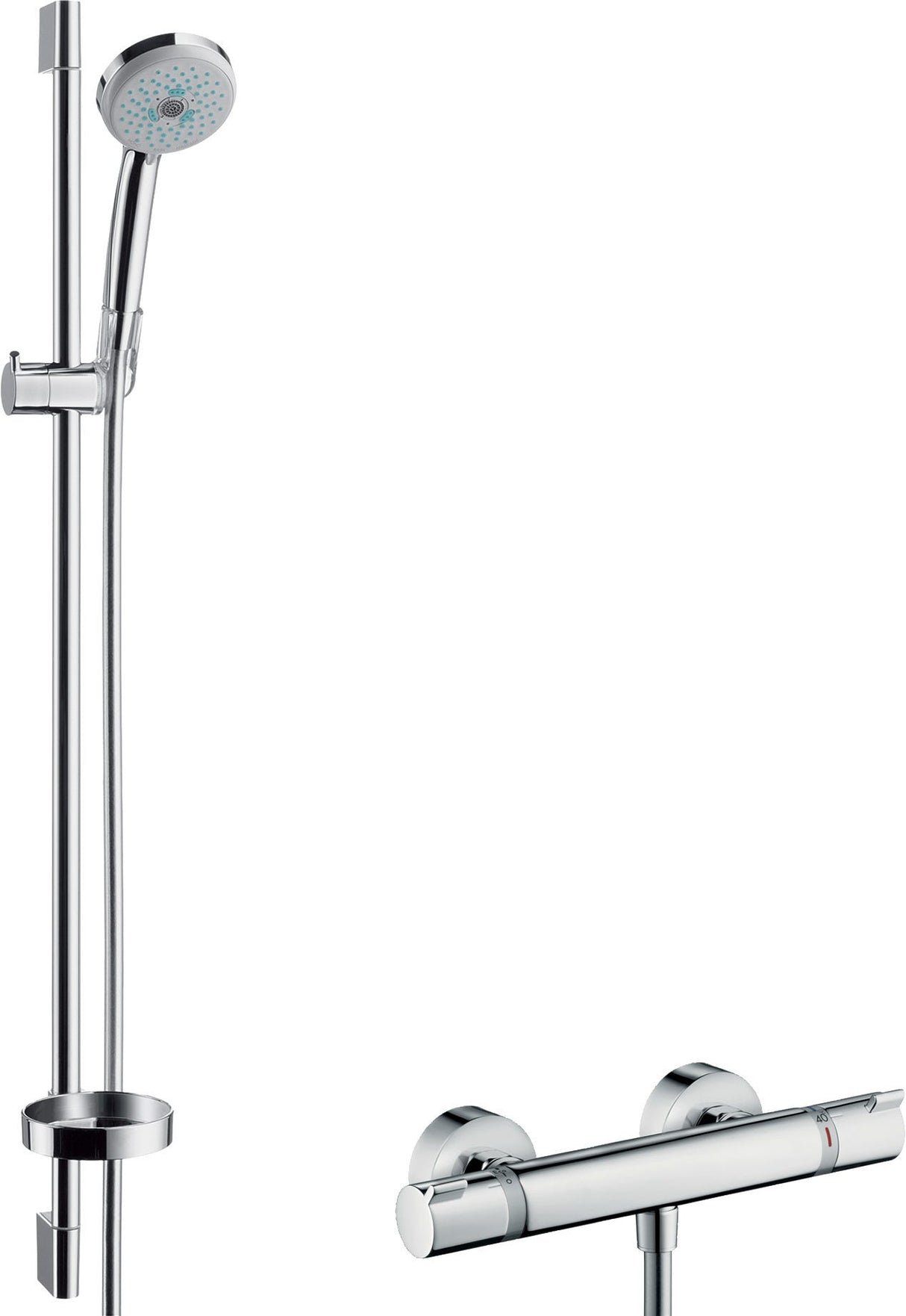 hansgrohe Croma 100 Brausesystem Aufputz Multi mit Ecostat Comfort Thermostat und Brausestange 90 cm, Chrom
