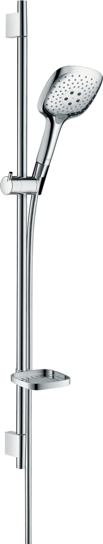 hansgrohe Raindance Select E Brauseset 150 3jet mit Brausestange 90 cm und Seifenschale, Chrom