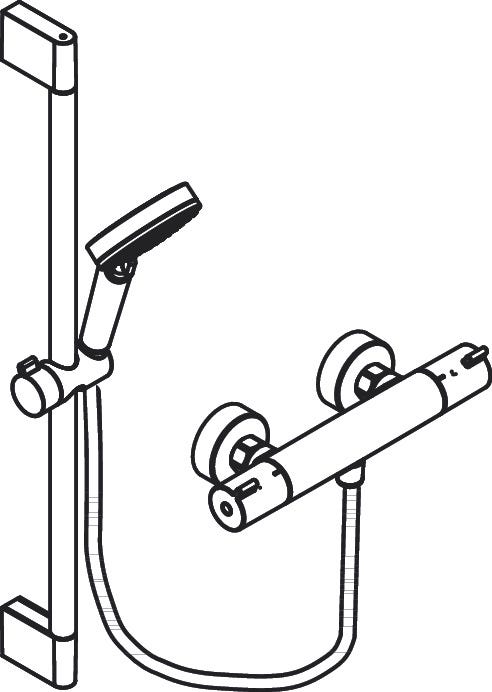 hansgrohe Crometta Brausesystem Aufputz Vario mit Ecostat 1001 CL Thermostat und Brausestange 90 cm, Weiß/Chrom