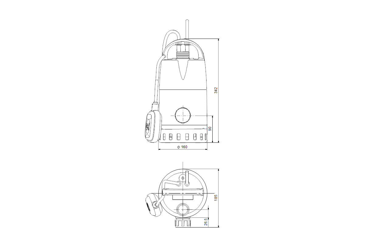 Kellerentwässerungspumpe Unilift CC-9 1x230V 0,78kW 10m Kabel GRUNDFOS