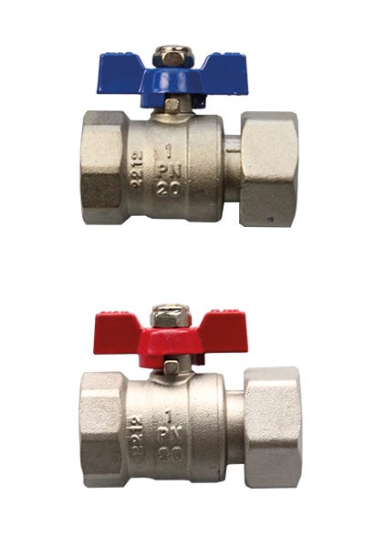 SCHÜTZ Kugelhahnset Verteilerabsperrung vernickelt, 1" IG/ 1" IG, Standard