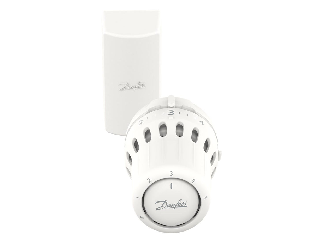 Danfoss Thermostatkopf React M30x1,5, flüssigkeitsgefülltes Wellrohrelement, eingebauter Fühler, zertifiziert gemäß EN 215, Regelgenauigkeit CA 0,2 K, Temperaturbereich 8-28C