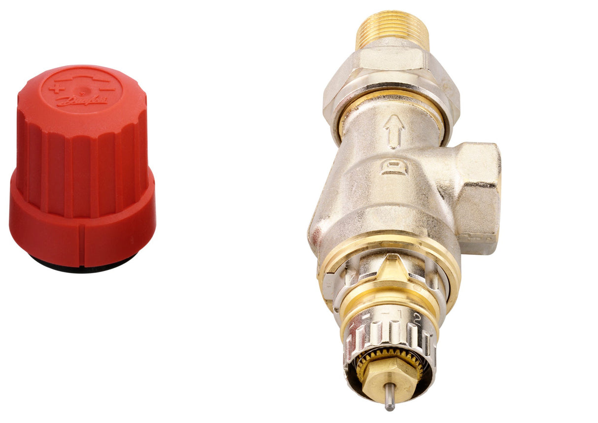 Danfoss Ventilgehäuse RA-N 10 R 3/8, UK (Axial), matt vernickelt