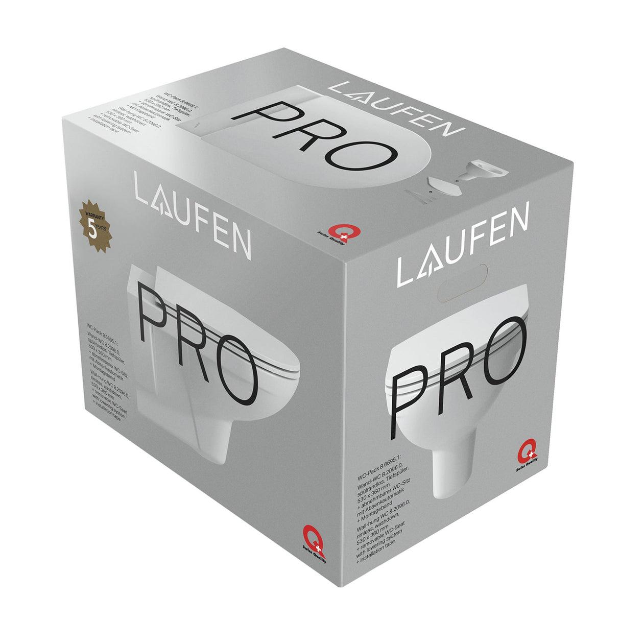 LAUFEN Tiefspül-WC wandhängend + Sitz LAUFEN PRO Pack spülrandlos weiß