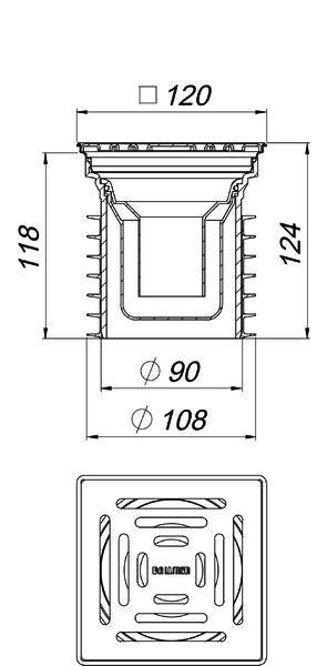 DALLMER Bodenablauf Pronto, DN 100, 120 x 120 mm
