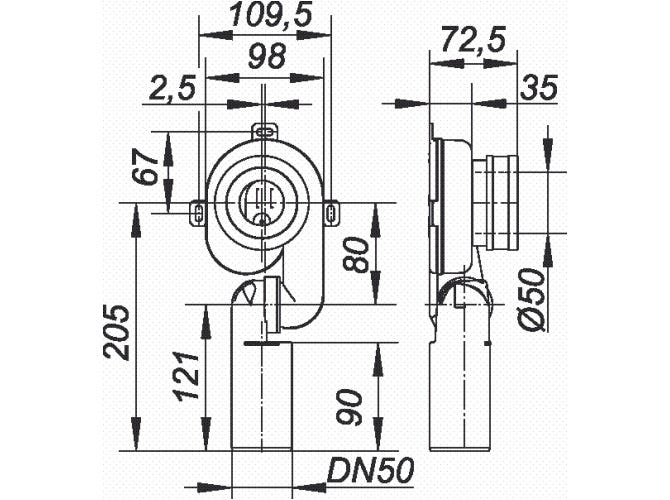 DALLMER Urinal-Absaug-Siphon HL 430, DN 50