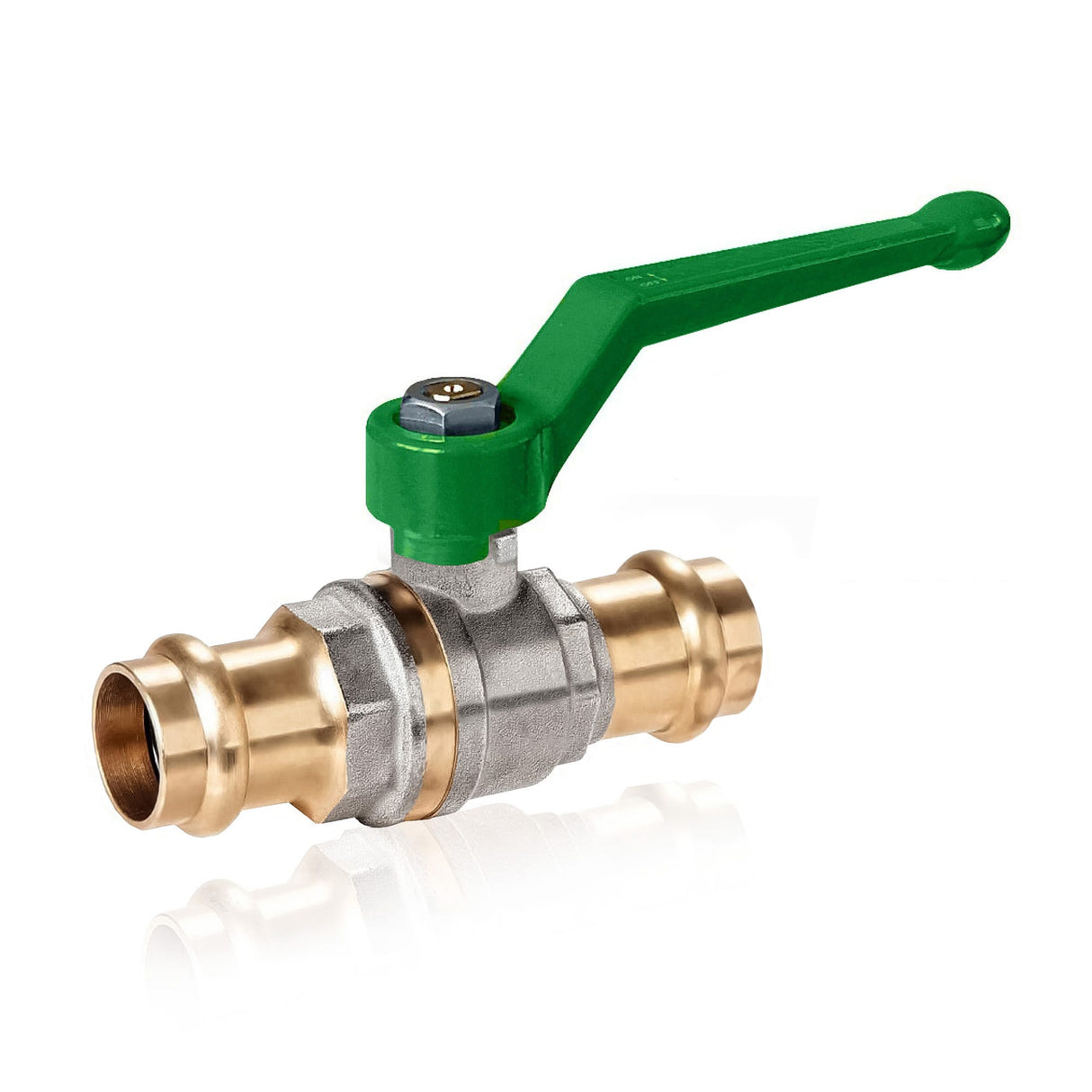 WESA Press-Kugelhahn DVGW Trinkwasser PN10 PTFE/HNBR/EPDM Hebelgriff ALU Grün lackiert