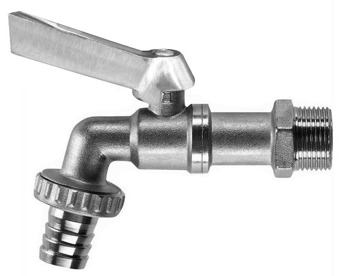 WESA Auslauf-Kugelhahn Edelstahl 1/2" AG PN16 Hebelgriff Edelstahl Schlauchverschraubung Edelstahl