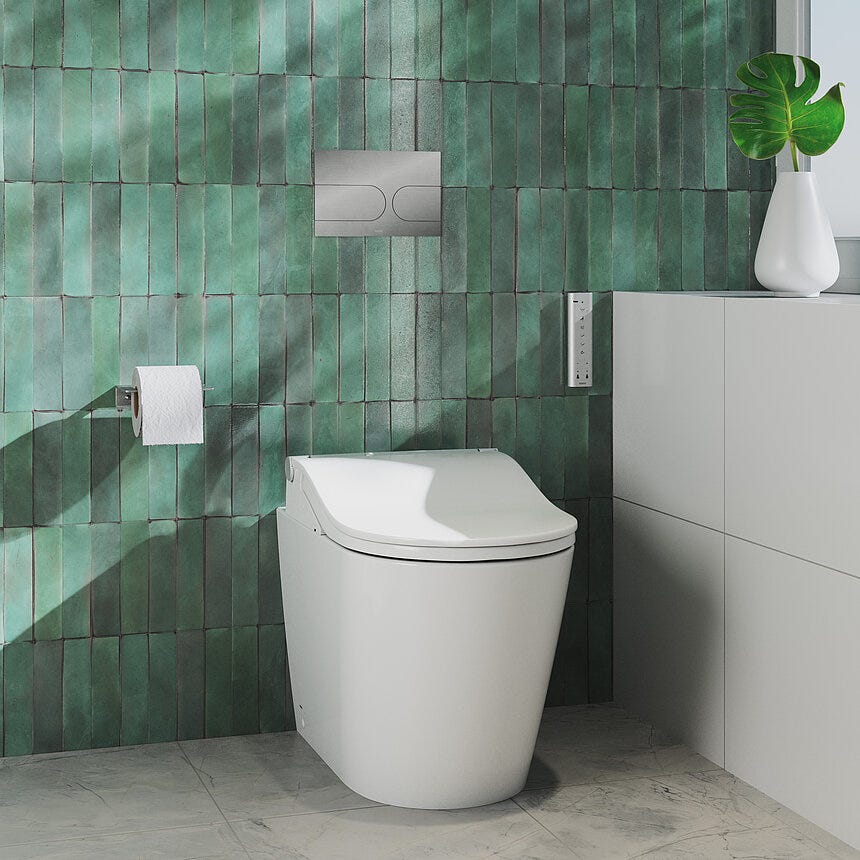 WASHLET® RW Dusch-WC silber, mit Fernbedienung, EWATER+