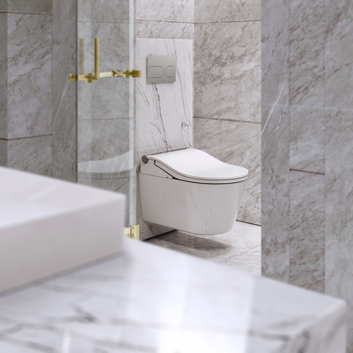 WASHLET® RW Dusch-WC silber, mit Fernbedienung, EWATER+