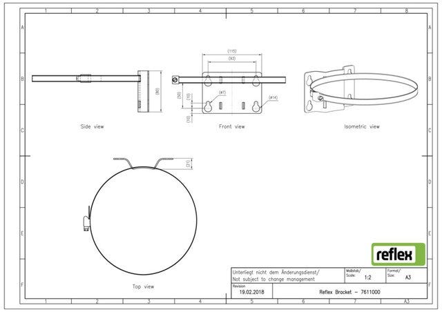 Reflex Wandhalterung mit Spannband für Reflex u. Refix 8-25