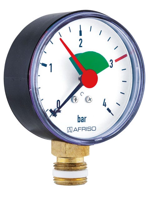 AFRISO Heizungsmanometer HZ 63 mit PTFE-Dichtring Kl.2,5