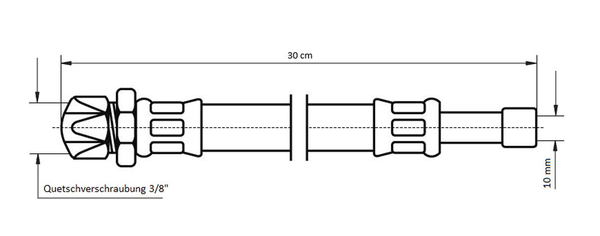 NEOPERL NEOFLEX Panzerschlauch DN8 Quetschverschraubung x Rohrstutzen 3/8"/10mm x 10mm
