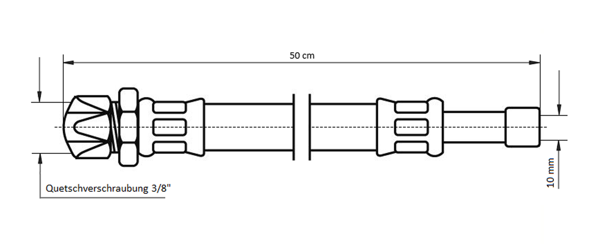 NEOPERL NEOFLEX Panzerschlauch DN8 Quetschverschraubung x Rohrstutzen 3/8"/10mm x 10mm