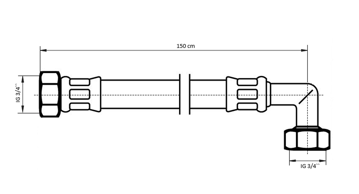 NEOPERL NEOFLEX Panzerschlauch DN13 IG x IG gebogen 3/4" x 3/4"
