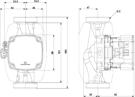 GRUNDFOS Hocheffizienz Umwälzpumpe ALPHA2 GO