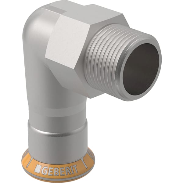 GE Mapress Therm Übergangswinkel 90° mit Pressmuffe und Außengewinde konisch BSPT-R
