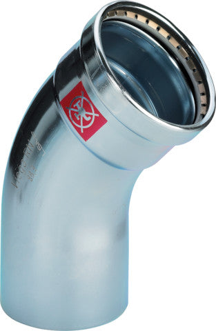 Viega Prestabo XL-Bogen 45° mit 1 Muffe SC-Contur Stahl unlegiert, verzinkt, Modell 1126.1XL VdS-Zulassung