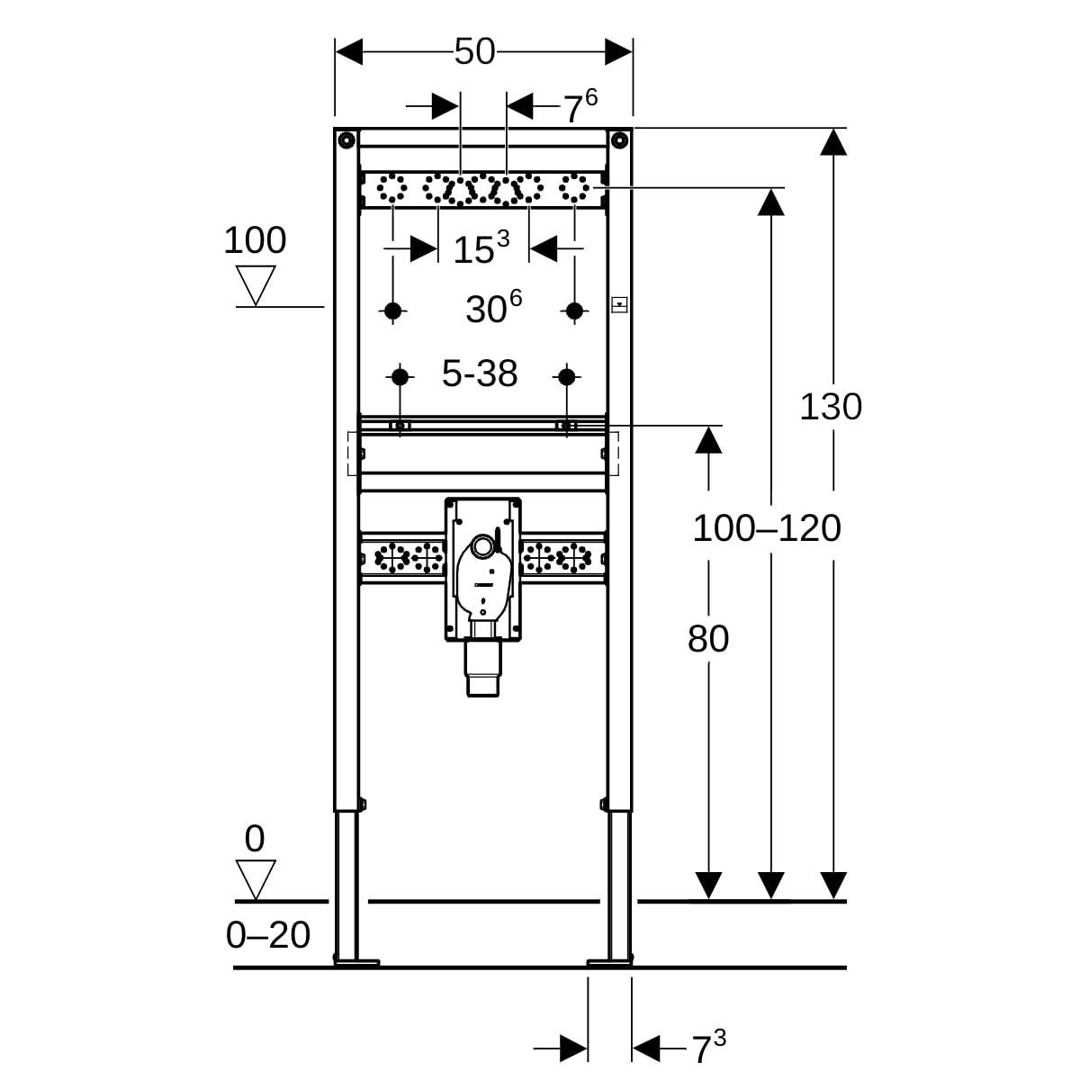 GE Duofix Element für WT, 130 cm für AP-Armatur, mit UP-GV