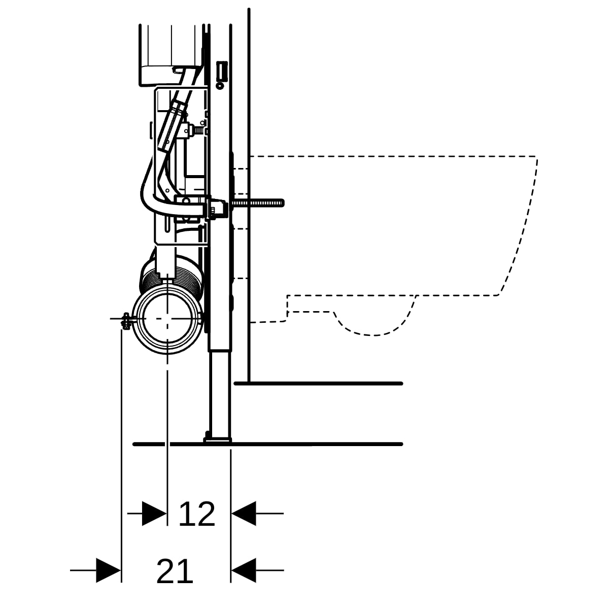 GE Duofix Element für WWC, 112 cm mit Sigma UP-SPK 12 cm, BF, höhe-verstlb