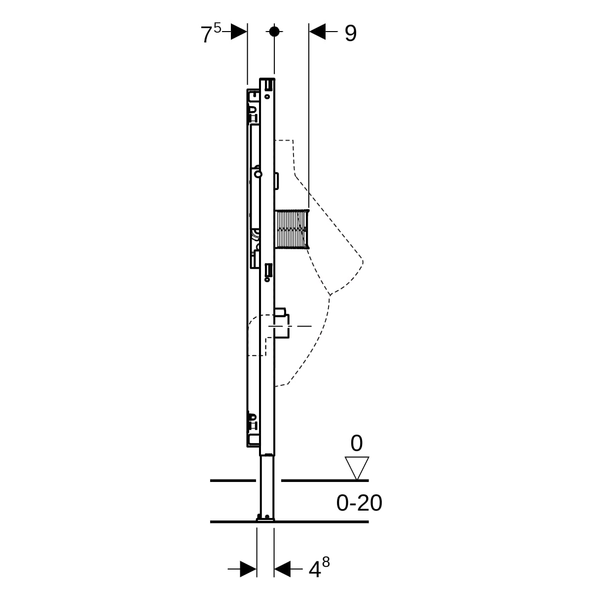 GE Duofix Element für Urinal 112-130 cm Universal für verdeckte Urinalsteuerung