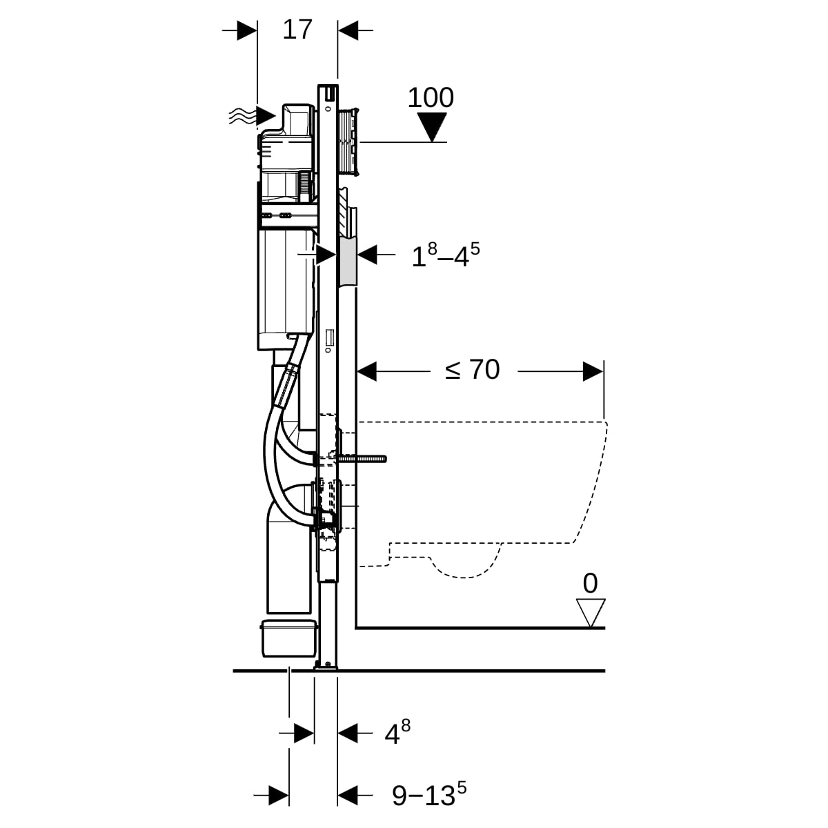 GE Duofix Element für WWC, 112 cm mit Sigma UP-SPK 12 cm, BF