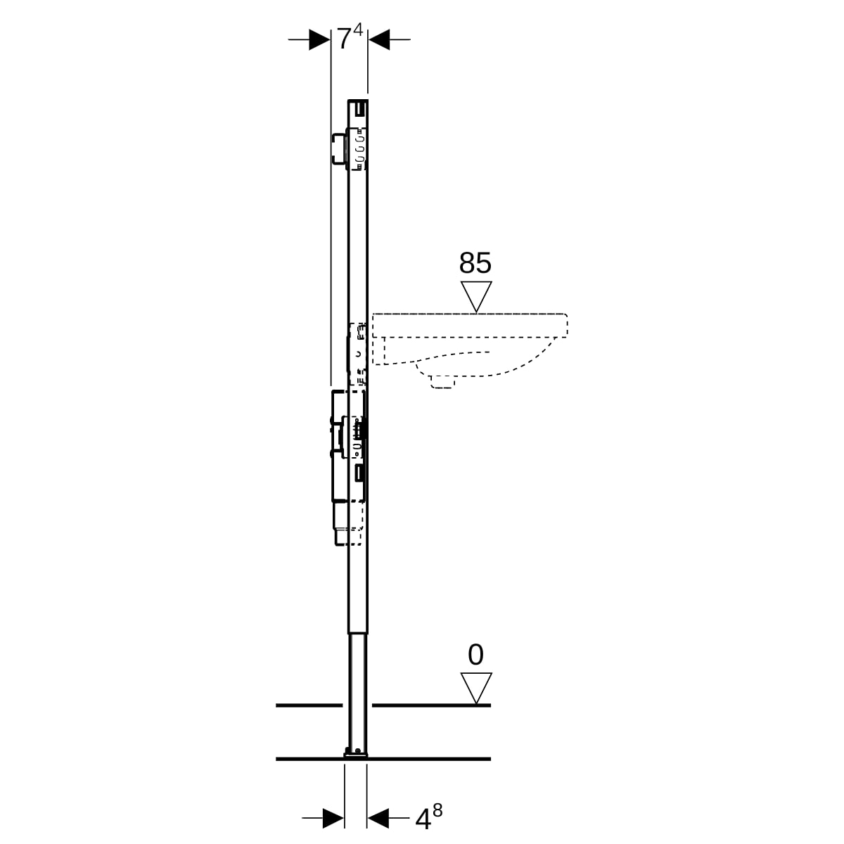 GE Duofix Element für WT, 130 cm für AP-Armatur, mit UP-GV