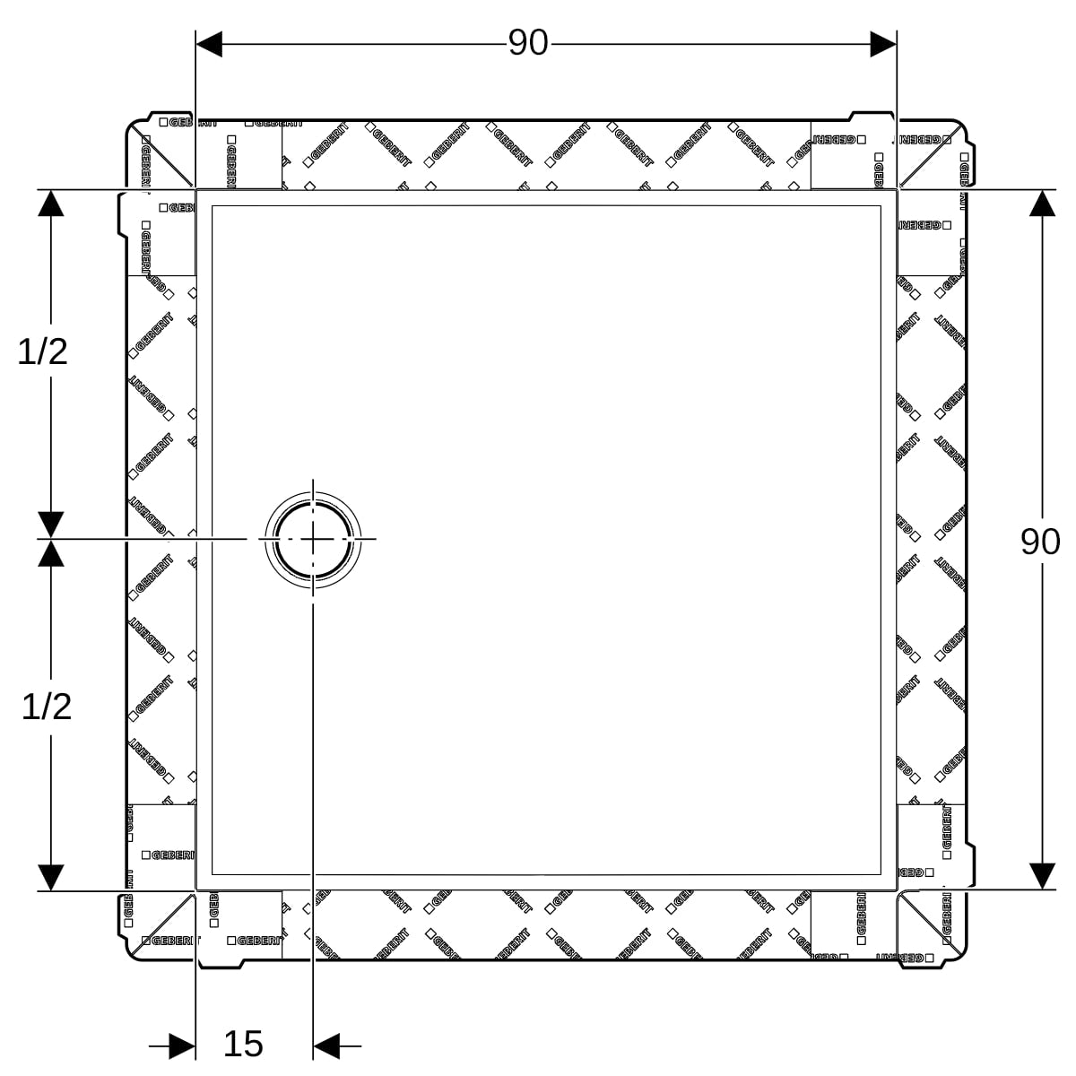 GE Setaplano Duschfläche 90 x 90 cm