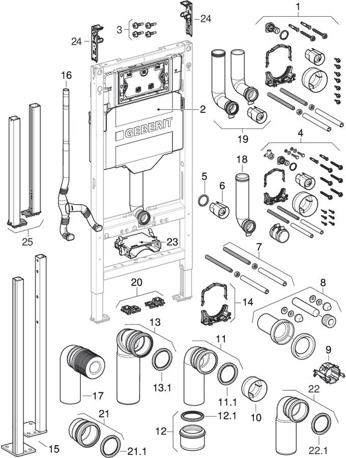 GE Duofix Element für WWC, 112 cm mit Sigma UP-SPK 12 cm, BF