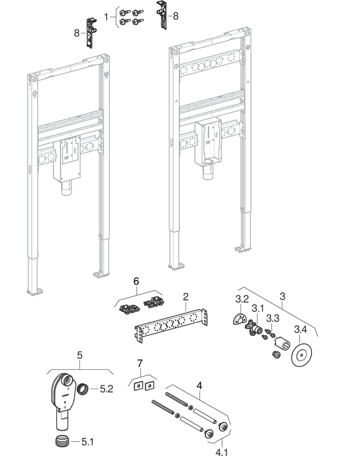 GE Duofix Element für WT, 130 cm für AP-Armatur, mit UP-GV