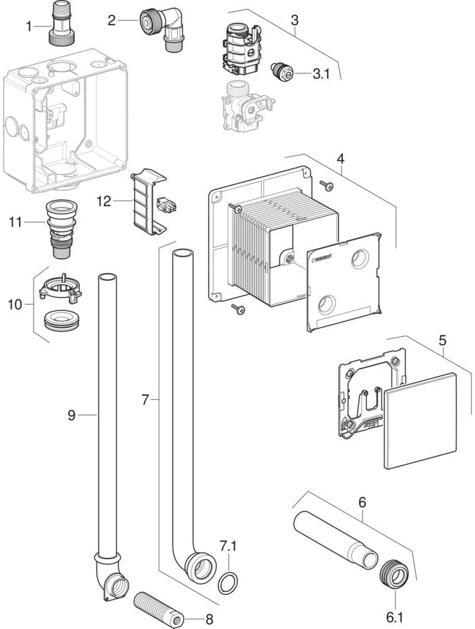 GE Duofix Element für Urinal 112-130 cm Universal für verdeckte Urinalsteuerung