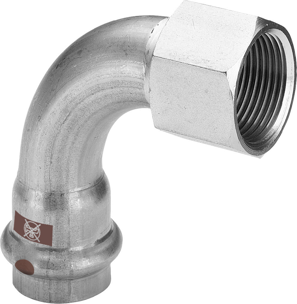 Viega Temponox-Übergangsbogen 90° Stahl mit IG nichtrostend, Modell 1714.5