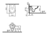 VT Tiefspüler-Wand-WC S20 VitrA Flush2.0 ovale Form 355 x 520 mm Weiß Hochglanz