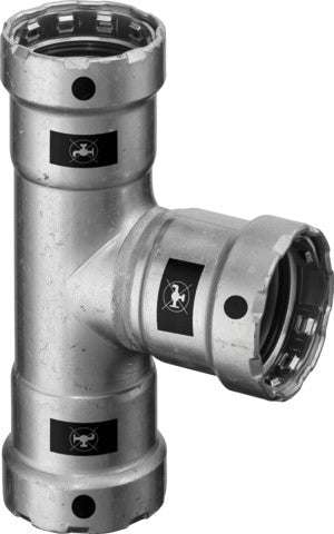 Viega Megapress-T-Stück mit SC-Contur Stahl unlegiert, Zink-Nickel-Beschichtung, Modell 4218 VdS-Zulassung