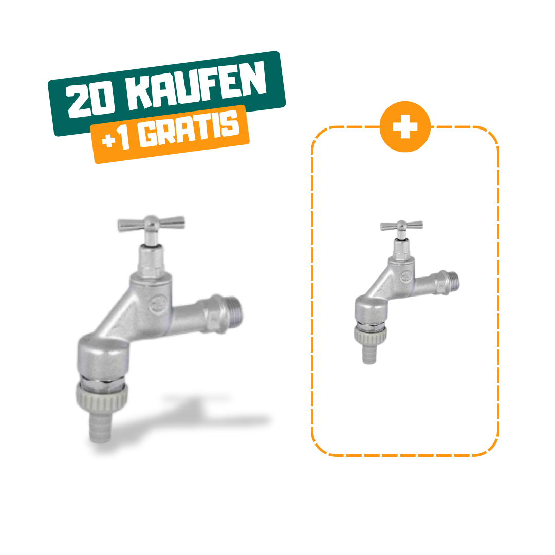 20+1 | JS Auslaufventil mit Rohrbelüfter, mit Schlauchverschraubung, ohne Rückflussverhinderer, mit Knebel-Oberteil, 1/2", matt chrom