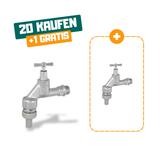20+1 | JS Auslaufventil mit Rohrbelüfter, mit Schlauchverschraubung, ohne Rückflussverhinderer, mit Knebel-Oberteil, 1/2", matt chrom
