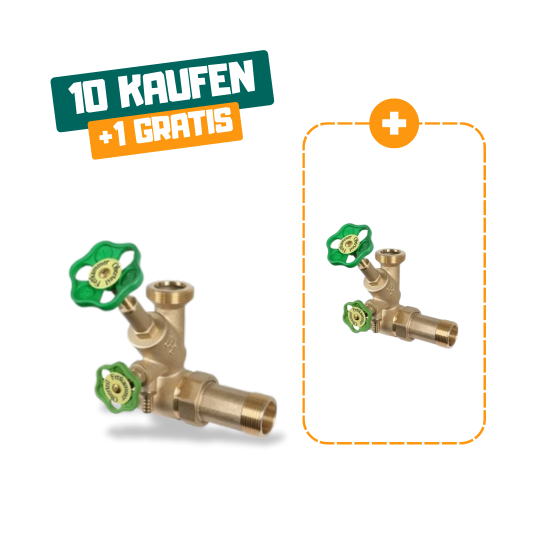 10+1 | JS Abzweig-T-Ventil, Freistromventil mit steigender Spindel, DN25, Eingang 1 1/2", oberer Ausgang 1 1/2"