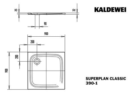 KA DW SUPERPLAN CLASSIC Mod.390-1,900x 900x25mm,alpinweiß