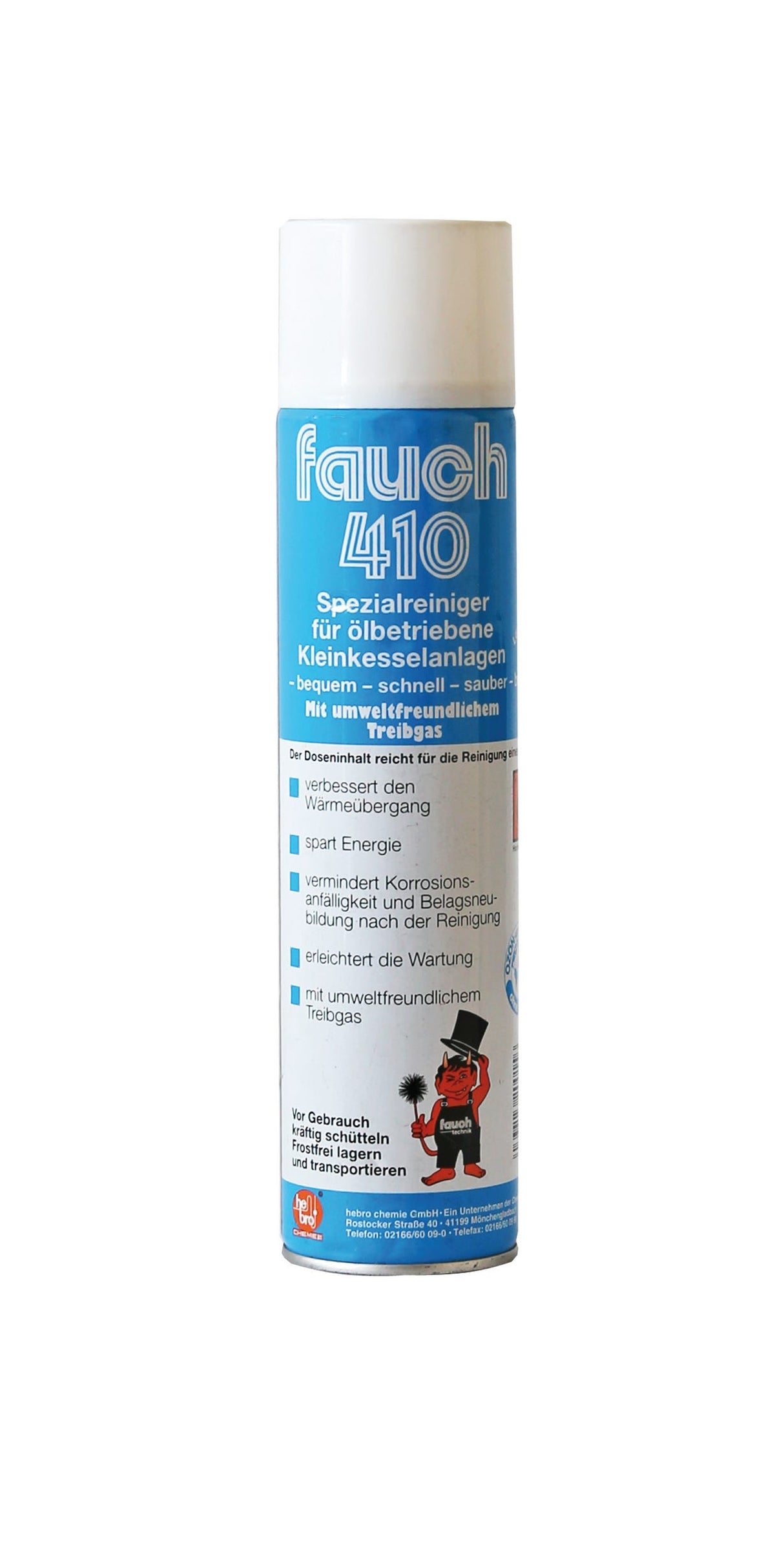 Schaum-Aerosol aus Fauch 400. Spezialreiniger für ölbetriebene Kesselanlagen.